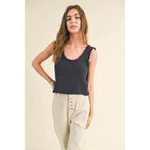 Load image into Gallery viewer, Textured Knitted Crop Top | Navy