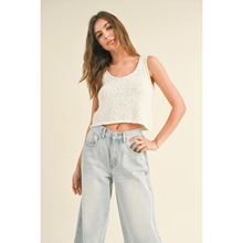 Load image into Gallery viewer, Textured Knitted Crop Top | White
