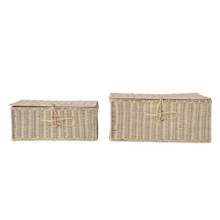 Load image into Gallery viewer, Bleached Rattan Boxes w/Closures | Set of 2