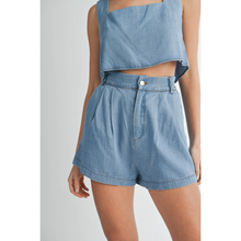 Load image into Gallery viewer, Denim Sleeveless Crop + Short Set