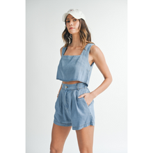 Load image into Gallery viewer, Denim Sleeveless Crop + Short Set