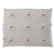 Load image into Gallery viewer, Tufted Flowers + Fringe Throw