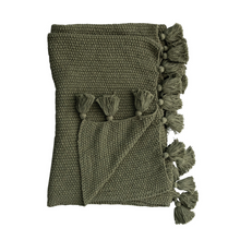 Load image into Gallery viewer, Cotton Knit Throw | Olive Green
