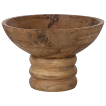 Load image into Gallery viewer, Ribbed Mango Wood Footed Bowl