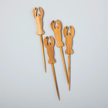 Load image into Gallery viewer, Teak Lobster Picks | Set of 4