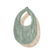 Load image into Gallery viewer, Muslin Bib | Pack of 2 | Green/Fog
