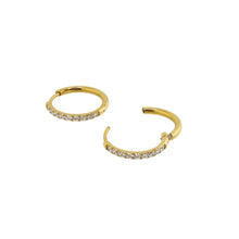 Load image into Gallery viewer, Gold 18mm Diamond Hoops