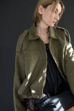 Load image into Gallery viewer, Oversized Suede Balloon Jacket | Olive