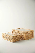 Load image into Gallery viewer, Woven Rattan + Wood Box | 2 Sizes