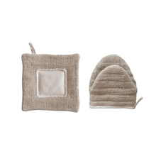 Load image into Gallery viewer, Canvas Pot Holder + Oven Mit