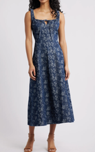 Load image into Gallery viewer, Floral Denim Midi Dress