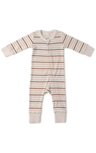 Load image into Gallery viewer, Organic Zip Romper | Terra Stripes