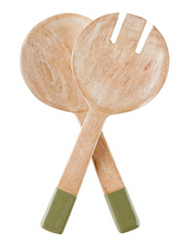 Load image into Gallery viewer, Enamel Salad Serving Set | Set of 2 | Green