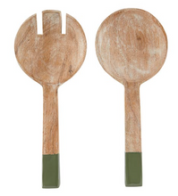 Load image into Gallery viewer, Enamel Salad Serving Set | Set of 2 | Green