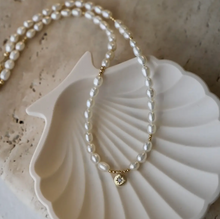 Load image into Gallery viewer, Pearl Beaded Star Medallion Necklace