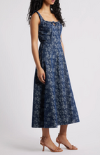 Load image into Gallery viewer, Floral Denim Midi Dress