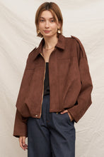 Load image into Gallery viewer, Oversized Suede Balloon Jacket | Brown