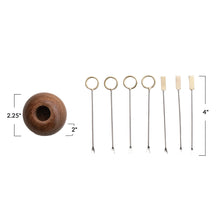 Load image into Gallery viewer, Wood + Brass Appetizer Picks | Set of 9