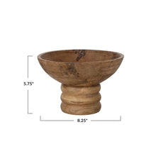 Load image into Gallery viewer, Ribbed Mango Wood Footed Bowl
