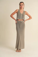Load image into Gallery viewer, Karlee Vest + Maxi Skirt | Green Grey | Sold Separately