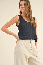 Load image into Gallery viewer, Textured Knitted Crop Top | Navy