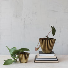 Load image into Gallery viewer, Fluted Brass Planter | 2 Sizes