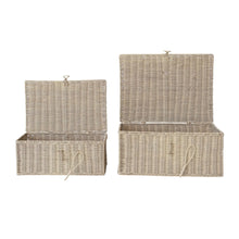 Load image into Gallery viewer, Bleached Rattan Boxes w/Closures | Set of 2