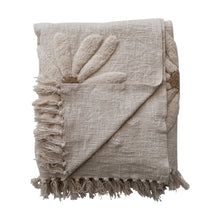 Load image into Gallery viewer, Tufted Flowers + Fringe Throw