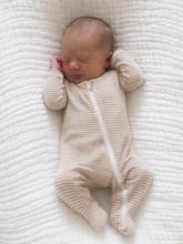 Load image into Gallery viewer, Pointelle 2-Way Romper | Tan Stripe