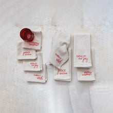 Load image into Gallery viewer, Embroidery Napkins + Holiday Saying | Set of 4