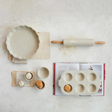 Load image into Gallery viewer, Ivory Fluted Embossed Stoneware Pie Dish