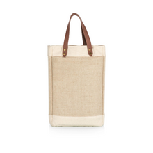 Load image into Gallery viewer, Jute Insulated Wine Bag | Holds 2 Bottles
