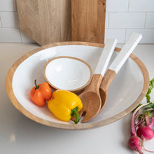 Load image into Gallery viewer, Mango Wood + White Enamel Bowl | Extra Large