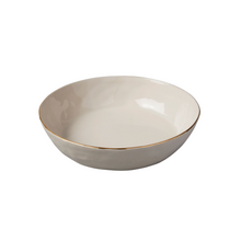 Load image into Gallery viewer, Gold Rim Stoneware Pasta Bowl