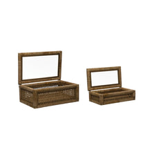 Load image into Gallery viewer, Woven Rattan + Wood Box | 2 Sizes