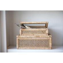 Load image into Gallery viewer, Woven Rattan + Wood Box | 2 Sizes