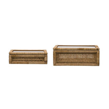Load image into Gallery viewer, Woven Rattan + Wood Box | 2 Sizes