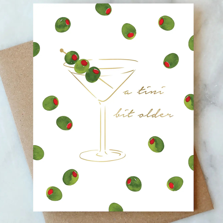 Martini Olives Birthday Card