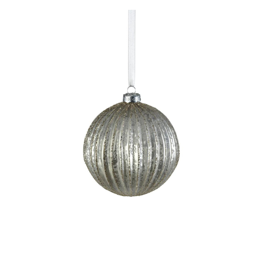 Antique Ribbed Ball Ornament | 2 Sizes