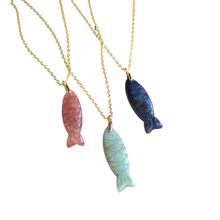 Load image into Gallery viewer, Gemstone Fish Pendant Necklace
