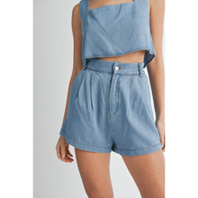 Load image into Gallery viewer, Denim Sleeveless Crop + Short Set
