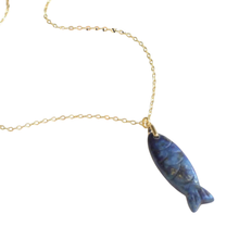 Load image into Gallery viewer, Gemstone Fish Pendant Necklace
