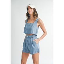 Load image into Gallery viewer, Denim Sleeveless Crop + Short Set
