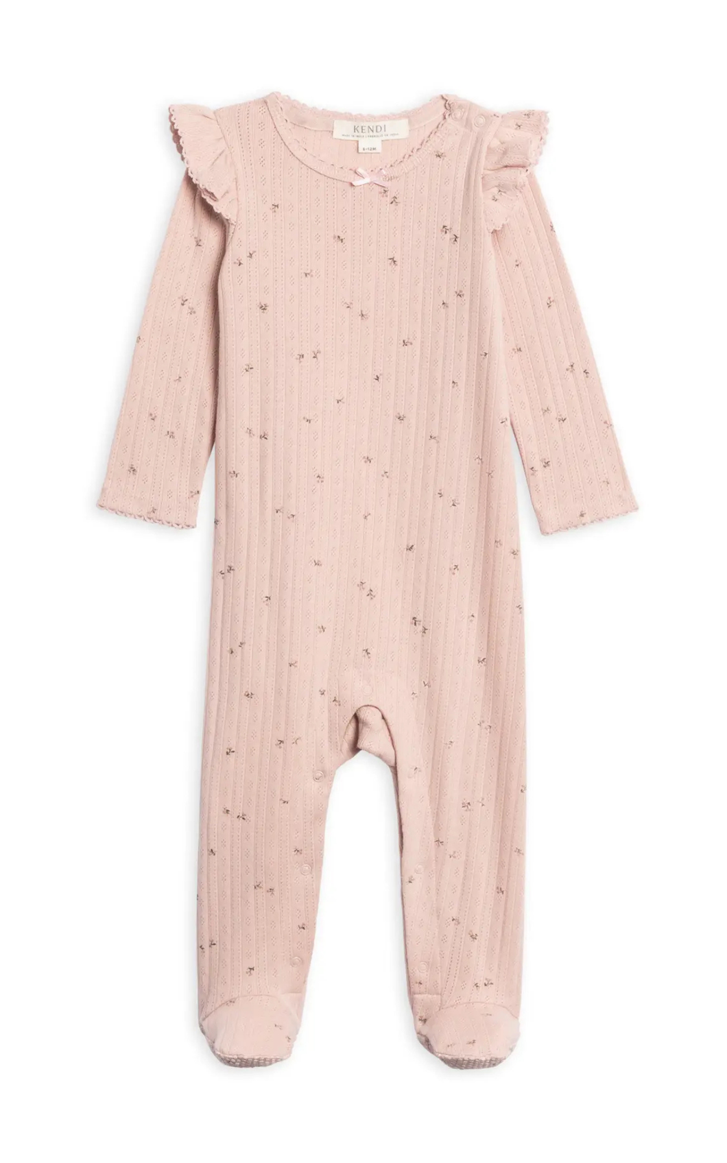 Addy Pointelle Footed Romper | Floral Pink