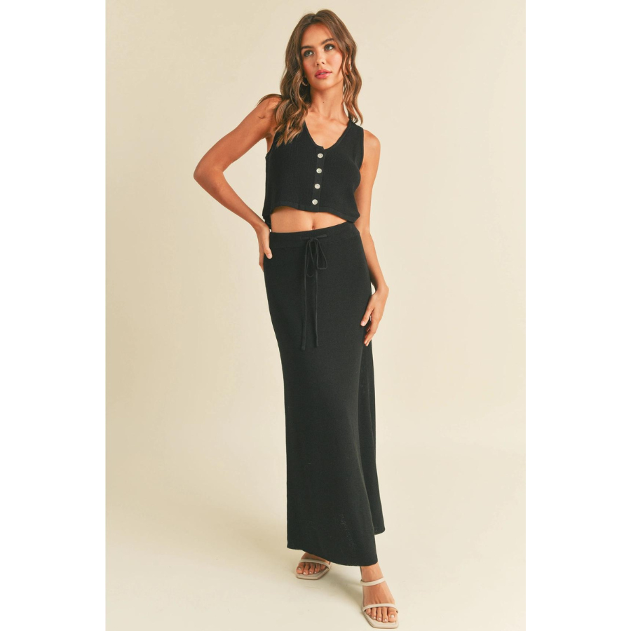 Karlee Vest + Maxi Skirt | Black | Sold Separately