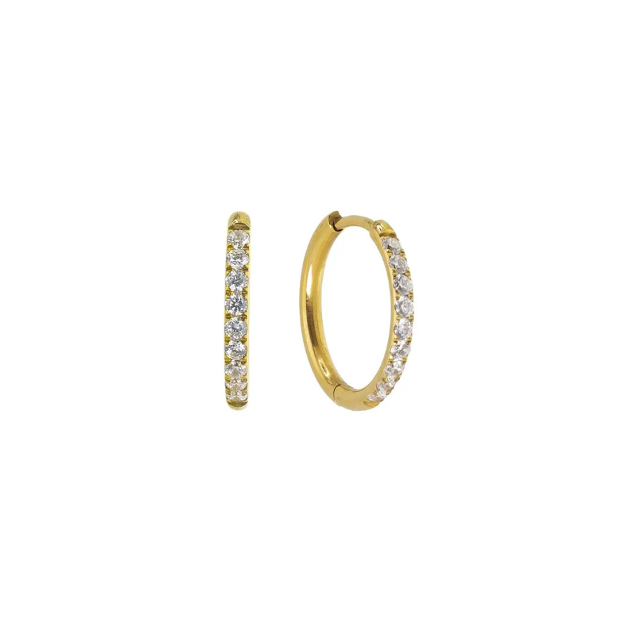 Gold 18mm Diamond Hoops