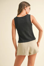 Load image into Gallery viewer, Pointelle Mini Ruffle Top | Black
