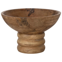 Load image into Gallery viewer, Ribbed Mango Wood Footed Bowl
