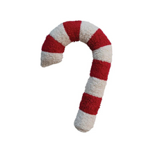 Load image into Gallery viewer, Cotton Sherpa Candy Cane Shaped Pillow
