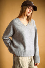 Load image into Gallery viewer, Chloe V-Neck Sweater | Heather Grey
